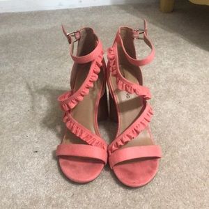 Peach ruffle heels